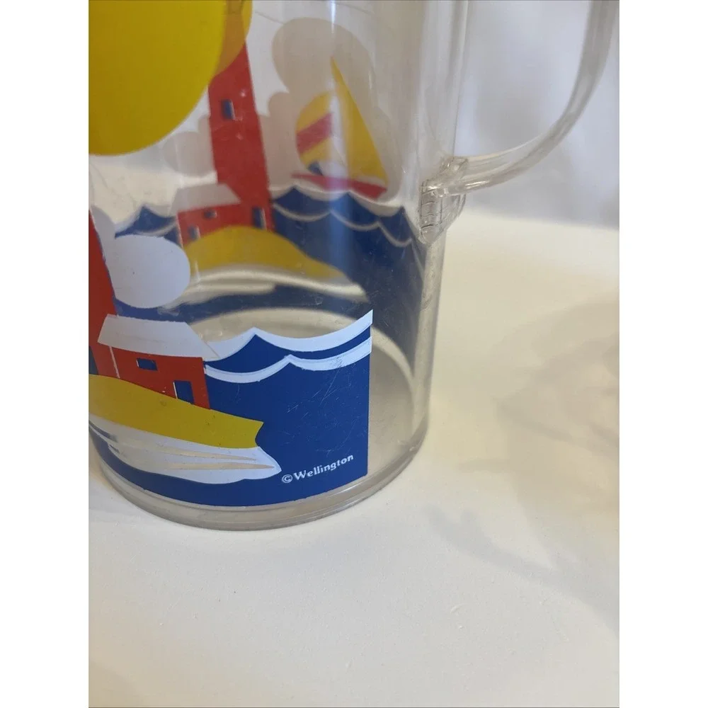 VTG 1990's Wellington SailBoat & Lighthouse Acrylic Pitcher/IceBucket‎ Tongs